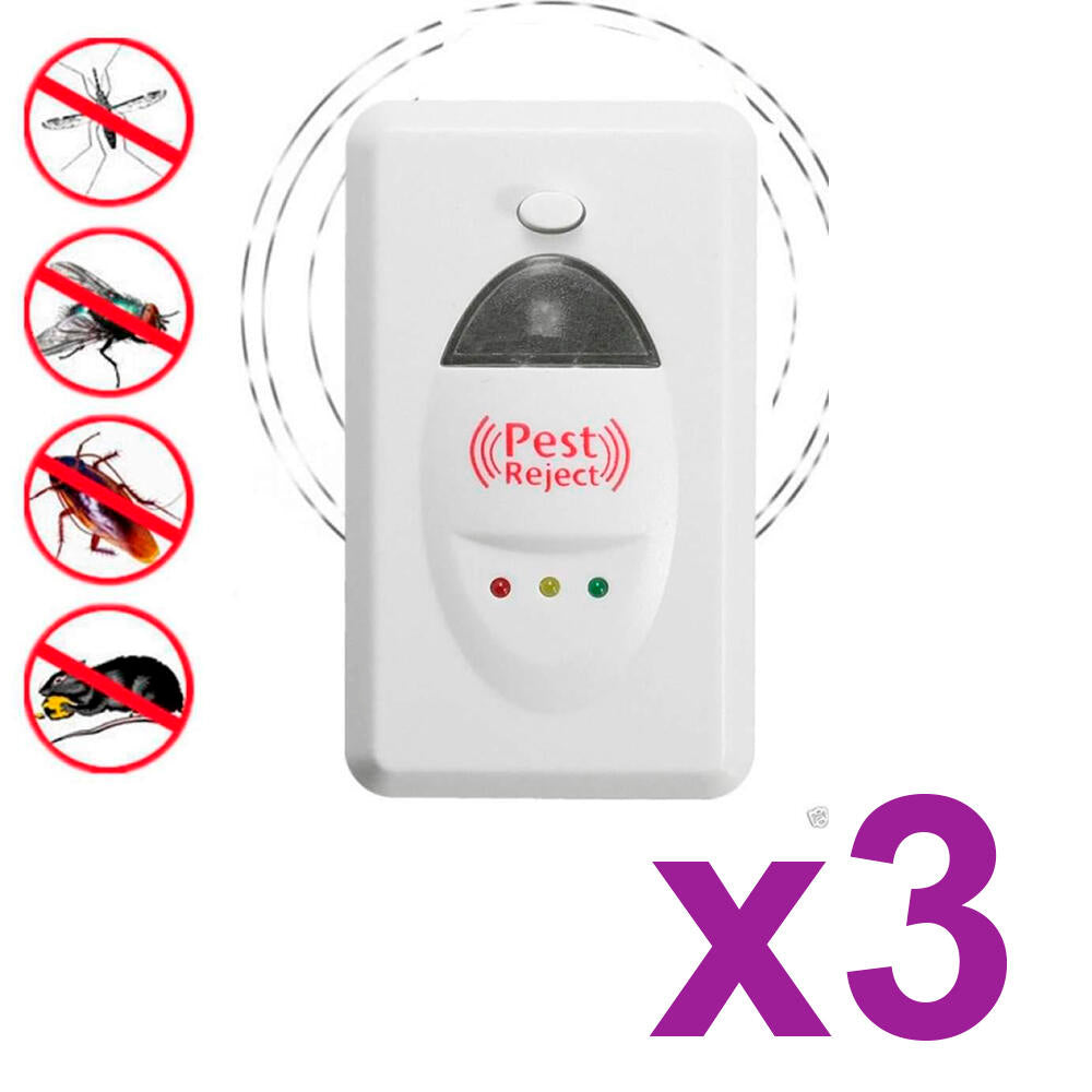 Pack de 3 Ahuyentador Pest Reject Para Insectos, Roedores e insectos voladores